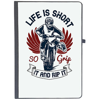                       UDNAG Ruled Notebook Diary 'Motor Cycle | Life is short, so grip it and rip it 2', [A5 80Pages 80GSM]                                              