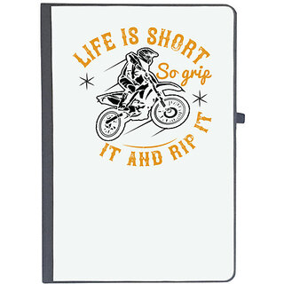                       UDNAG Ruled Notebook Diary 'Motor Cycle | Life is short, so grip it and rip it', [A5 80Pages 80GSM]                                              