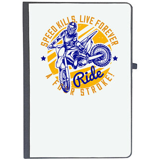                      UDNAG Ruled Notebook Diary 'Motor Cycle | Speed kills, live forever ride a four stroke!', [A5 80Pages 80GSM]                                              
