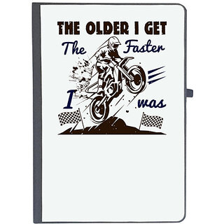                       UDNAG Ruled Notebook Diary 'Motor Cycle | The older I get, the faster I was', [A5 80Pages 80GSM]                                              
