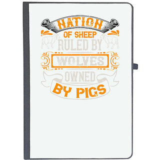                       UDNAG Ruled Notebook Diary 'Pig | Nation of sheep, ruled by wolves, owned by pigs', [A5 80Pages 80GSM]                                              