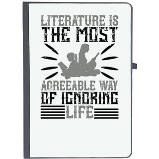                       UDNAG Ruled Notebook Diary 'Reading | Literature is the most agreeable way of ignoring life', [A5 80Pages 80GSM]                                              