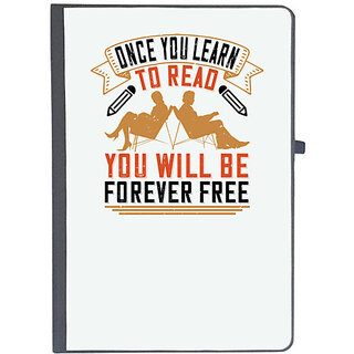                       UDNAG Ruled Notebook Diary 'Reading | Once you learn to read, you will be forever free', [A5 80Pages 80GSM]                                              