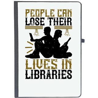                       UDNAG Ruled Notebook Diary 'Reading | People can lose their lives in libraries', [A5 80Pages 80GSM]                                              