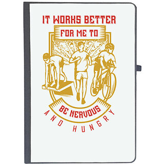                       UDNAG Ruled Notebook Diary 'Running | It works better for me to be nervous and hungry', [A5 80Pages 80GSM]                                              