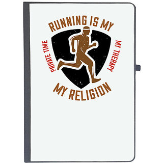                       UDNAG Ruled Notebook Diary 'Running | Running is my private time, my therapy, my religion', [A5 80Pages 80GSM]                                              