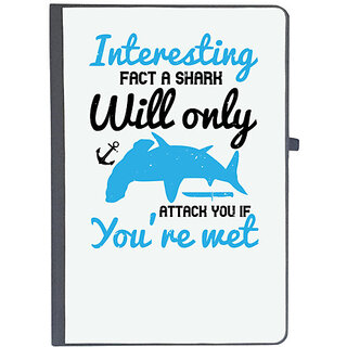                       UDNAG Ruled Notebook Diary 'Shark | Interesting fact a shark will only attack you if youre wet', [A5 80Pages 80GSM]                                              