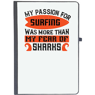                       UDNAG Ruled Notebook Diary 'Surfing | 01.My Passion For Surfing Was More Than My Fear Of Sharks', [A5 80Pages 80GSM]                                              