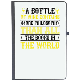                       UDNAG Ruled Notebook Diary 'Wine | A bottle of wine contains more philosophy', [A5 80Pages 80GSM]                                              