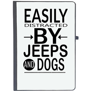                       UDNAG Ruled Notebook Diary 'Dog | Easily distracted by jeeps and dogs', [A5 80Pages 80GSM]                                              