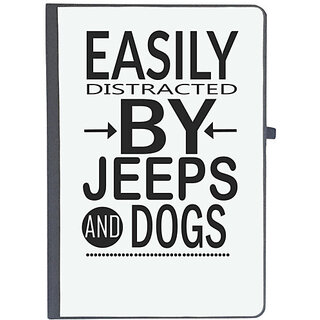                       UDNAG Ruled Notebook Diary 'Dog | Easily distracted by jeeps and dogs', [A5 80Pages 80GSM]                                              