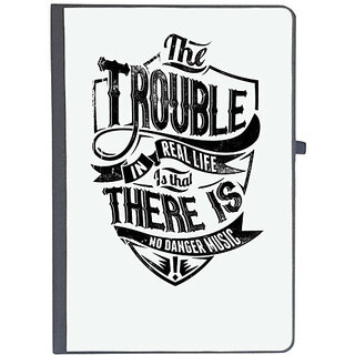                       UDNAG Ruled Notebook Diary 'Music | The trouble in real life is that there is no danger music', [A5 80Pages 80GSM]                                              