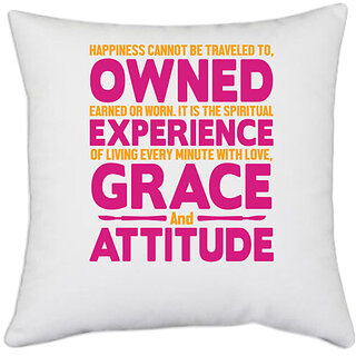                       UDNAG White Polyester 'Nurse | Owned grace attitude' Pillow Cover [16 Inch X 16 Inch]                                              