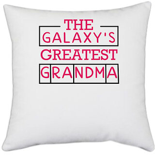                       UDNAG White Polyester 'Grand mother | The Galaxy's' Pillow Cover [16 Inch X 16 Inch]                                              