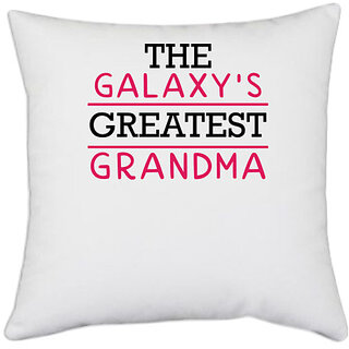                       UDNAG White Polyester 'Grandma | The Galaxy's' Pillow Cover [16 Inch X 16 Inch]                                              