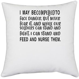                       UDNAG White Polyester 'Nurse | I can stand and feed and nurse them' Pillow Cover [16 Inch X 16 Inch]                                              