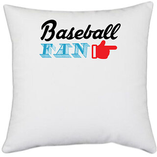                       UDNAG White Polyester 'Baseball | BASEBALL FAN' Pillow Cover [16 Inch X 16 Inch]                                              