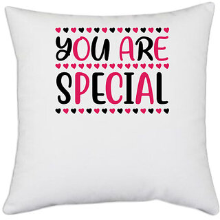                       UDNAG White Polyester 'Mom | YOU ARE SPECIAL' Pillow Cover [16 Inch X 16 Inch]                                              