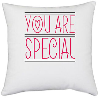                       UDNAG White Polyester 'Mother | YOU ARE SPECIAL' Pillow Cover [16 Inch X 16 Inch]                                              