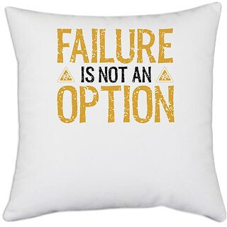                       UDNAG White Polyester 'Failure | Failure' Pillow Cover [16 Inch X 16 Inch]                                              