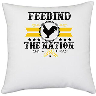                       UDNAG White Polyester 'The Nation | Freedom the nation' Pillow Cover [16 Inch X 16 Inch]                                              