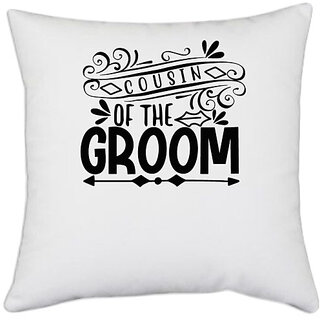                       UDNAG White Polyester 'Cousin of the' Pillow Cover [16 Inch X 16 Inch]                                              