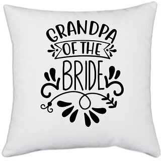                       UDNAG White Polyester 'Grandpa | Grandma of thee' Pillow Cover [16 Inch X 16 Inch]                                              