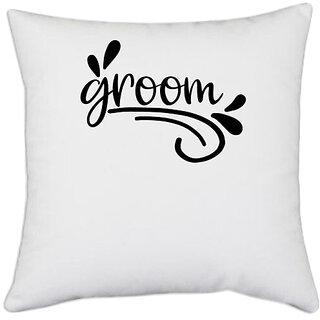                       UDNAG White Polyester 'Groomm' Pillow Cover [16 Inch X 16 Inch]                                              