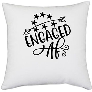                       UDNAG White Polyester 'Engaged' Pillow Cover [16 Inch X 16 Inch]                                              