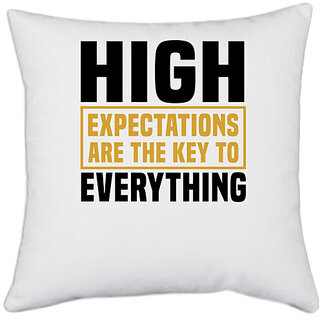                       UDNAG White Polyester 'High' Pillow Cover [16 Inch X 16 Inch]                                              