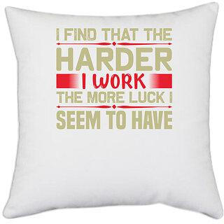                       UDNAG White Polyester 'I find' Pillow Cover [16 Inch X 16 Inch]                                              