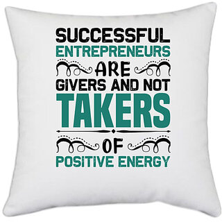                       UDNAG White Polyester 'Success | Successful' Pillow Cover [16 Inch X 16 Inch]                                              