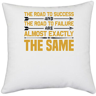                       UDNAG White Polyester 'School Teacher | The road' Pillow Cover [16 Inch X 16 Inch]                                              