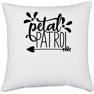                       UDNAG White Polyester 'petal patroll' Pillow Cover [16 Inch X 16 Inch]                                              