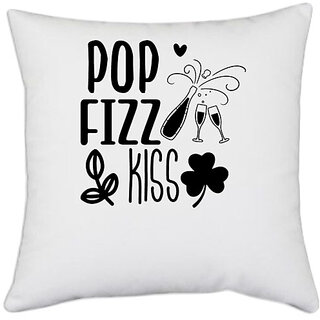                       UDNAG White Polyester 'Pop fizz' Pillow Cover [16 Inch X 16 Inch]                                              