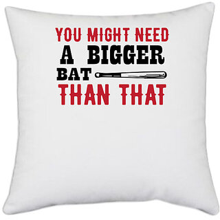                       UDNAG White Polyester 'Baseball | You might need' Pillow Cover [16 Inch X 16 Inch]                                              