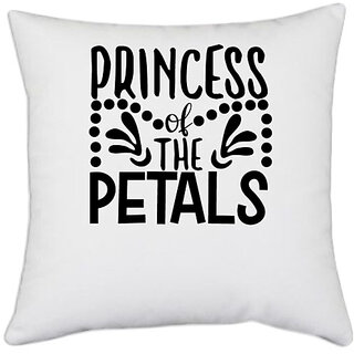                       UDNAG White Polyester 'Princess | Princess of the' Pillow Cover [16 Inch X 16 Inch]                                              