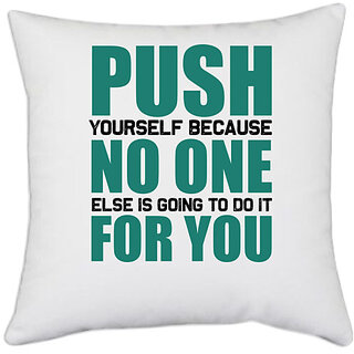                       UDNAG White Polyester 'Push' Pillow Cover [16 Inch X 16 Inch]                                              