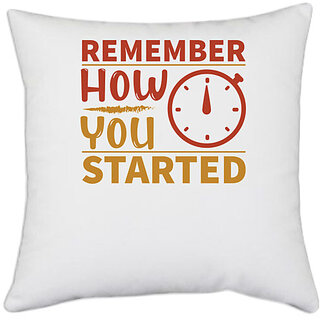                       UDNAG White Polyester 'Time | Remember' Pillow Cover [16 Inch X 16 Inch]                                              