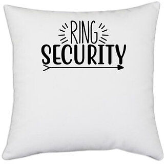                       UDNAG White Polyester 'Ring security' Pillow Cover [16 Inch X 16 Inch]                                              