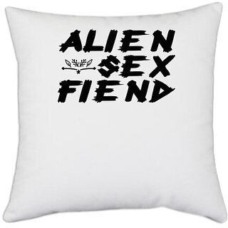                       UDNAG White Polyester 'Alien | alien' Pillow Cover [16 Inch X 16 Inch]                                              