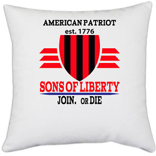                       UDNAG White Polyester 'Sons of Liberty | American Patriot est 1776' Pillow Cover [16 Inch X 16 Inch]                                              
