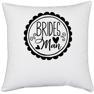                       UDNAG White Polyester 'Bride | Brides mom' Pillow Cover [16 Inch X 16 Inch]                                              