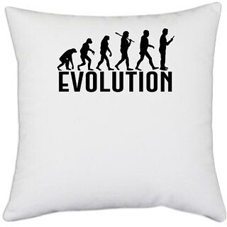                       UDNAG White Polyester 'Evolution | evolution' Pillow Cover [16 Inch X 16 Inch]                                              