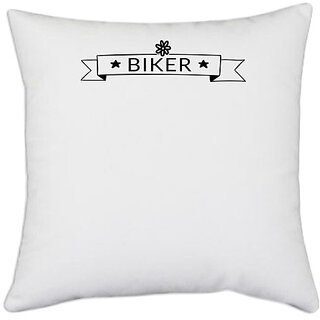                       UDNAG White Polyester 'Biker | biker 2' Pillow Cover [16 Inch X 16 Inch]                                              