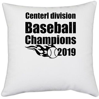                       UDNAG White Polyester 'Baseball | Centerl division (2)' Pillow Cover [16 Inch X 16 Inch]                                              