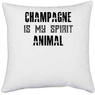                       UDNAG White Polyester 'Animal | CHAMPAGNE' Pillow Cover [16 Inch X 16 Inch]                                              