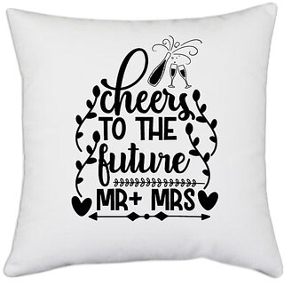                       UDNAG White Polyester 'Couple | cheers of the' Pillow Cover [16 Inch X 16 Inch]                                              