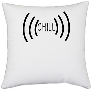                       UDNAG White Polyester 'Chill | chill' Pillow Cover [16 Inch X 16 Inch]                                              