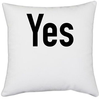                       UDNAG White Polyester 'Couple | Yes' Pillow Cover [16 Inch X 16 Inch]                                              